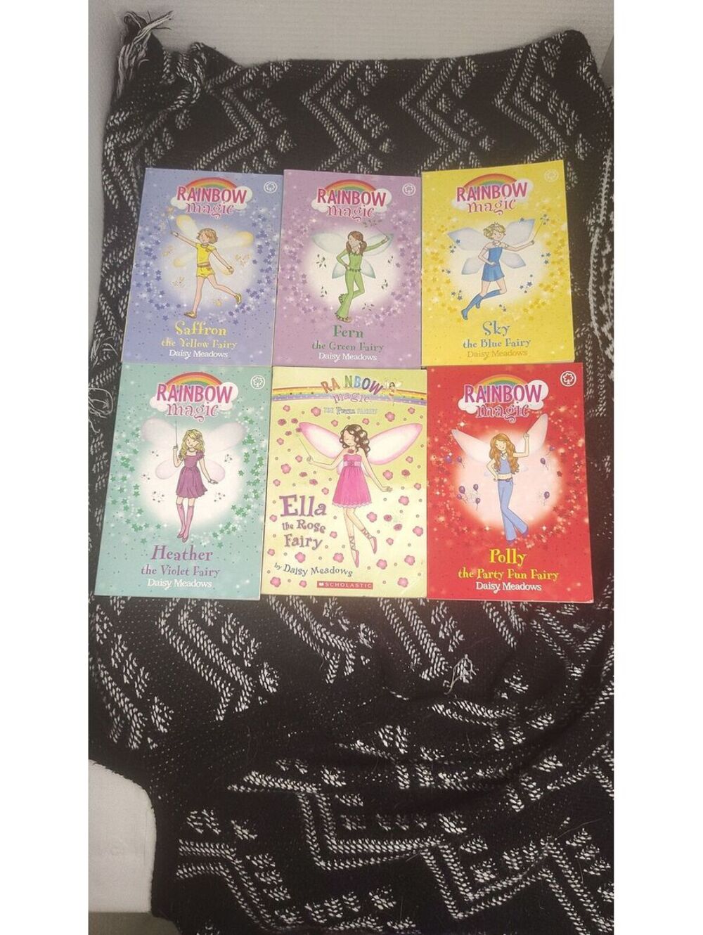 Rainbow Magic Daisy Meadows 6 Book Lot Fairies Saffron Fern Sky Heather Ella